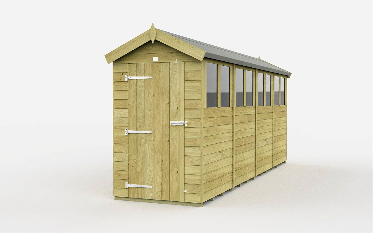 4 x 16 Apex Shed (Single Door, With Windows) - view 4