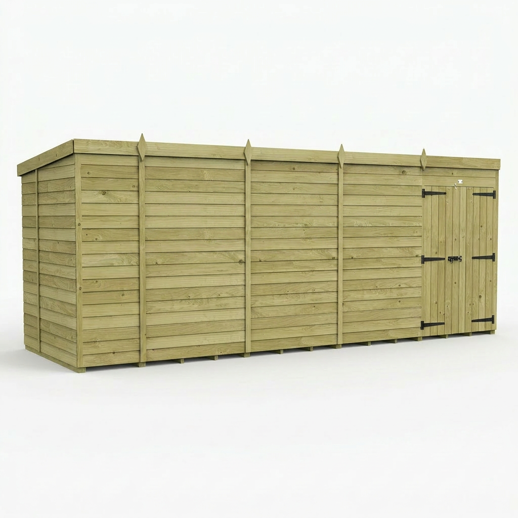 20 x 5 Pent Shed (Double Door, No Windows) - view 2
