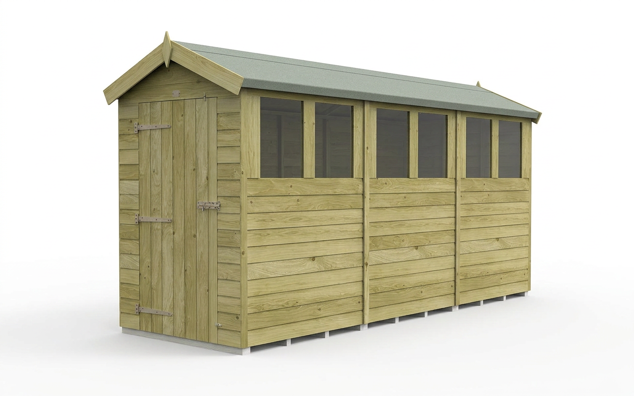 4 x 12 Apex Shed (Single Door, With Windows) - view 3