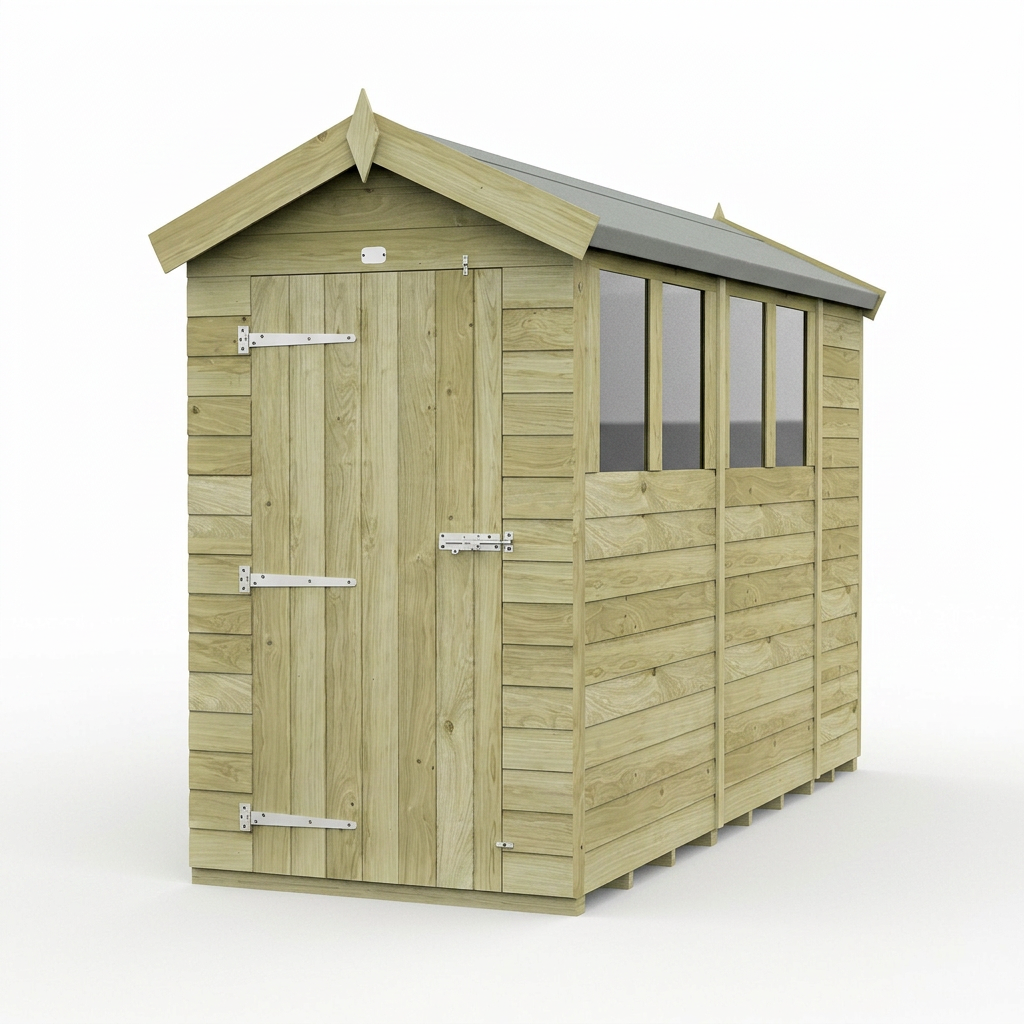 4 x 10 Apex Shed (Single Door, With Windows) - view 3