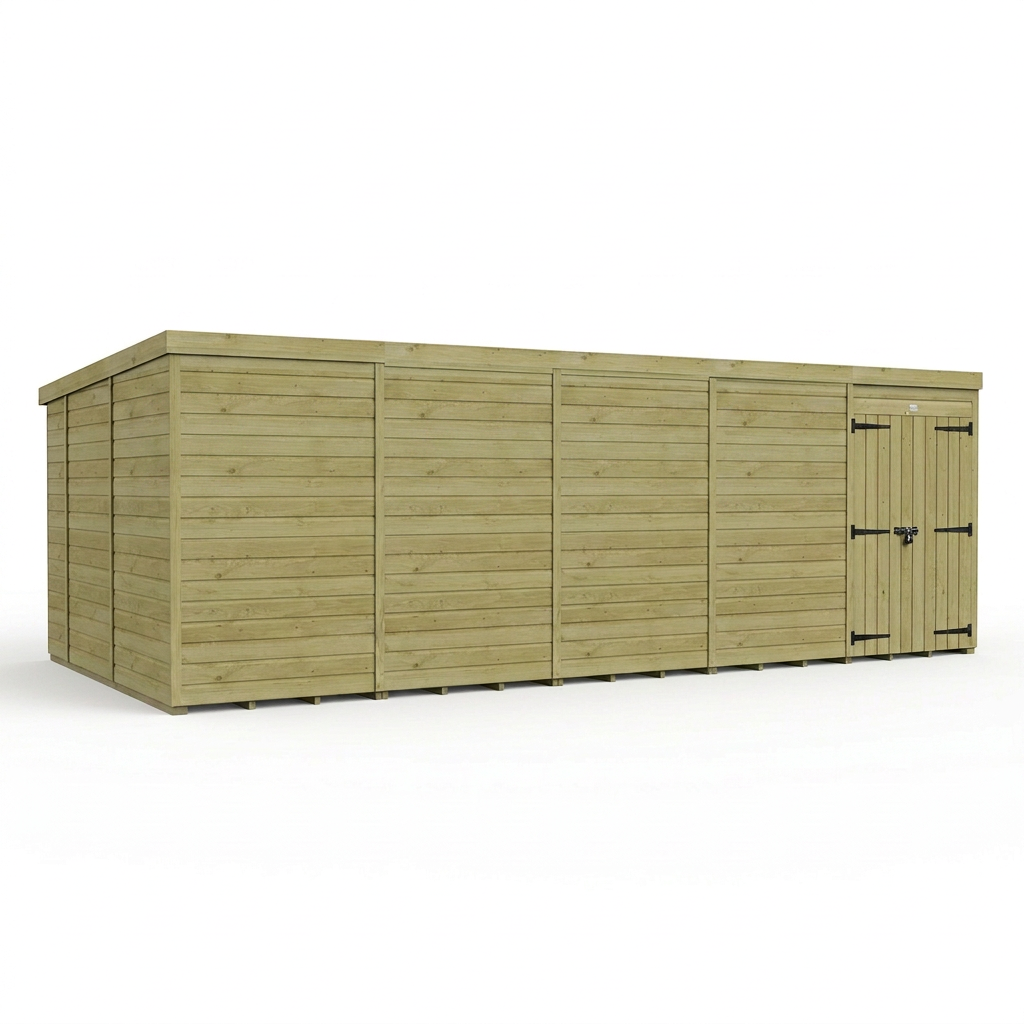 20 x 9 Pent Shed (Double Door, No Windows) - view 5