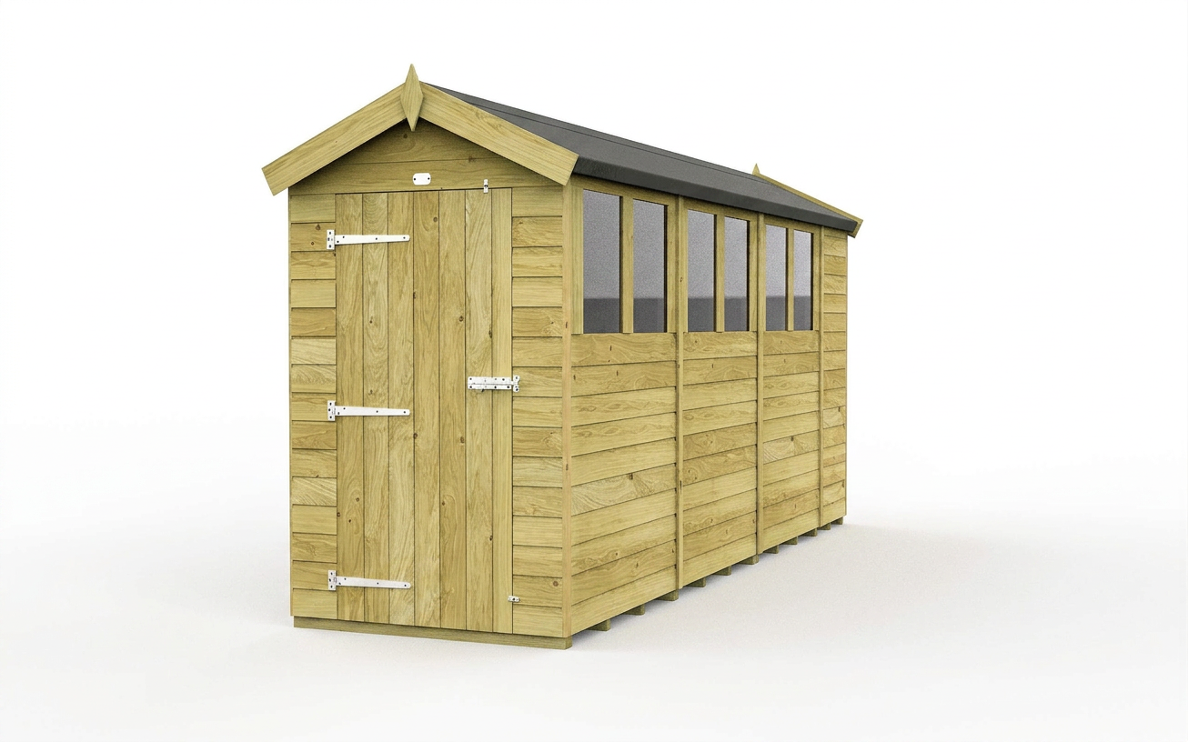 4 x 14 Apex Shed (Single Door, With Windows) - view 4